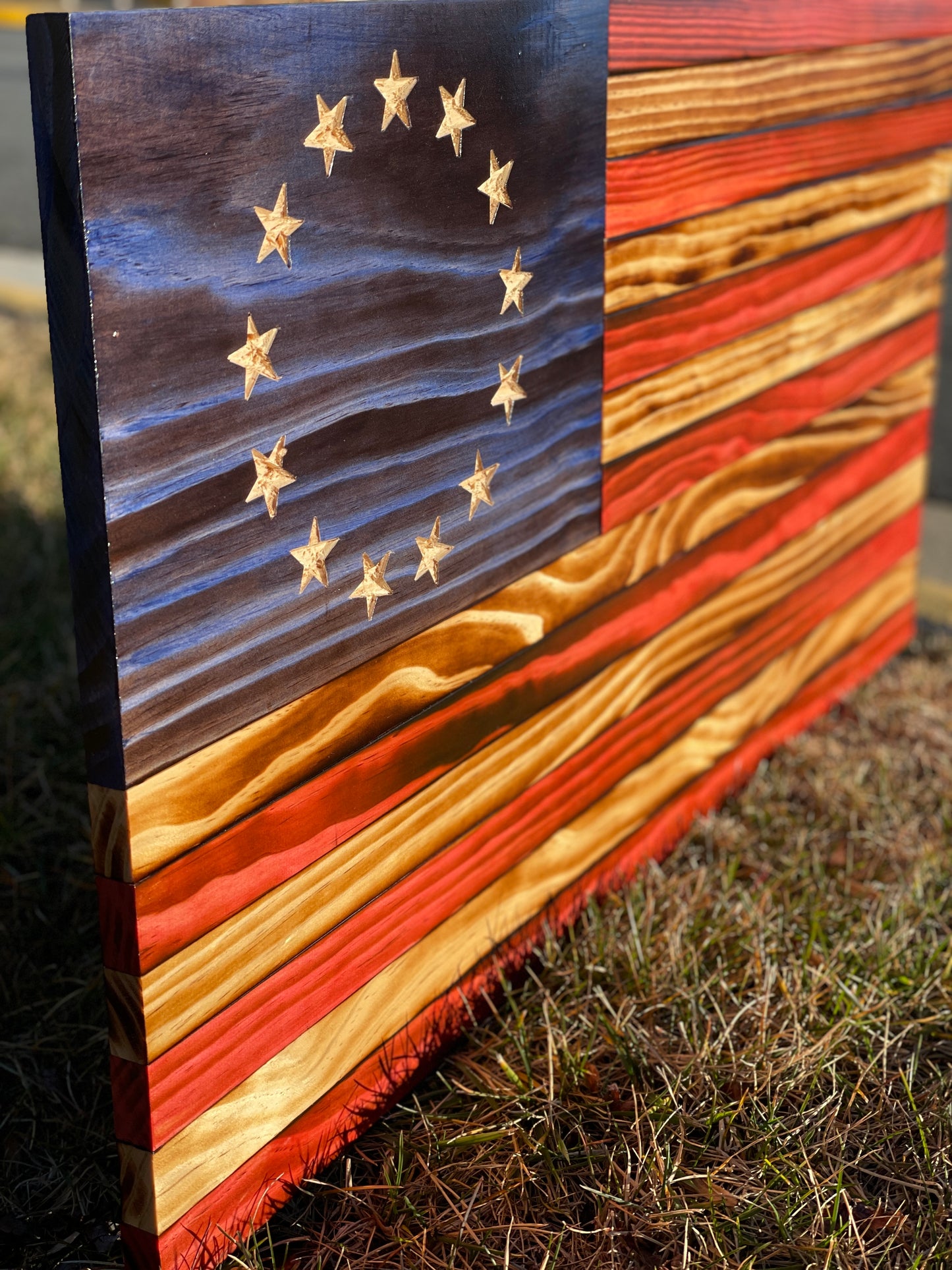 Betsy Ross Wooden American Flag