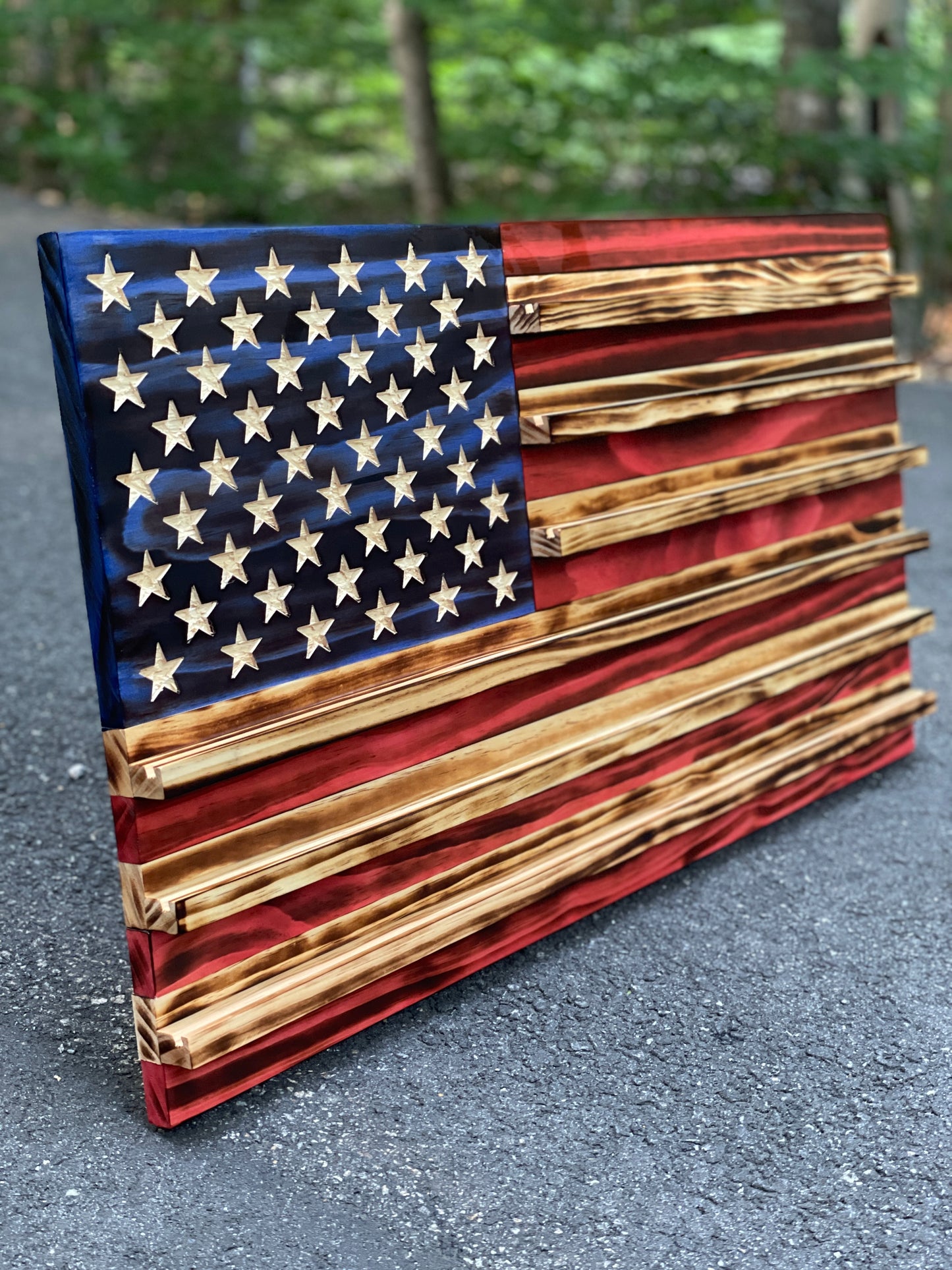 Challenge Coin Wooden American Flag