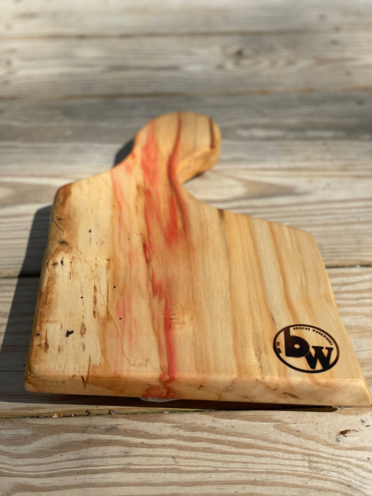 Flaming box elder charcuterie board with handle
